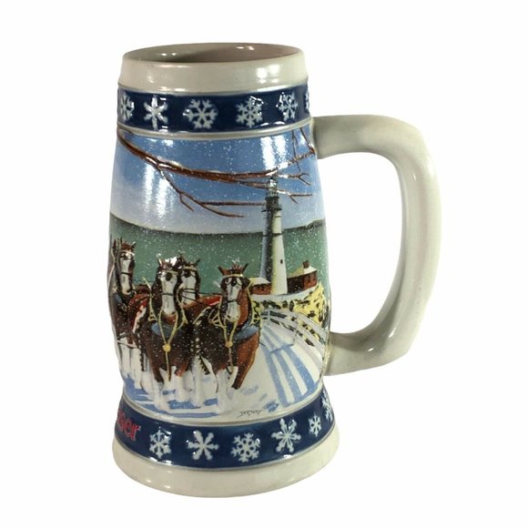 Budweiser Holiday Clydesdale's 1995 Beer Stein - Picture 1 of 9